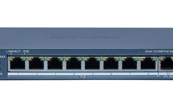 Switch 8 porturi POE Hikvision DS-3E1309P-EI(B), Smart Managed, 8 ×