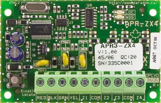 Modul de extensie Paradox, 4 zone adresabile, timp de reactie1sec-255min,
