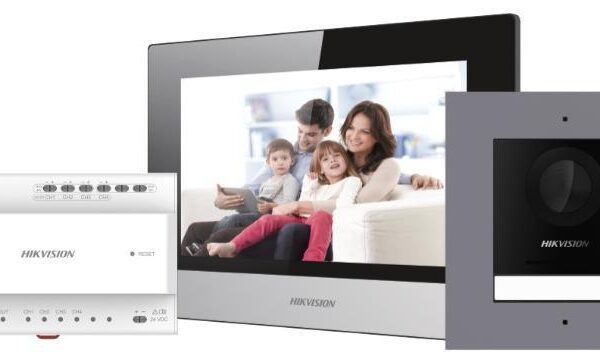 Kit videointerfon IP Hikvision DS-KIS702, conexiune pe 2 fire, pentru