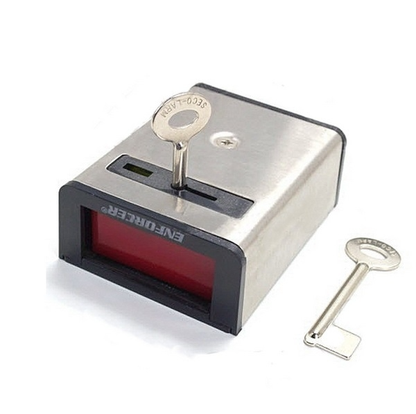 Buton panica cu retinere, carcasa metalica, NO/NC selectabil, 2 chei