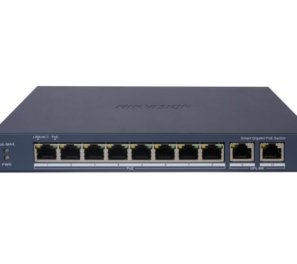 Switch PoE Hikvision DS-3E1510P-EI: 8 × Gigabit PoE port, 2