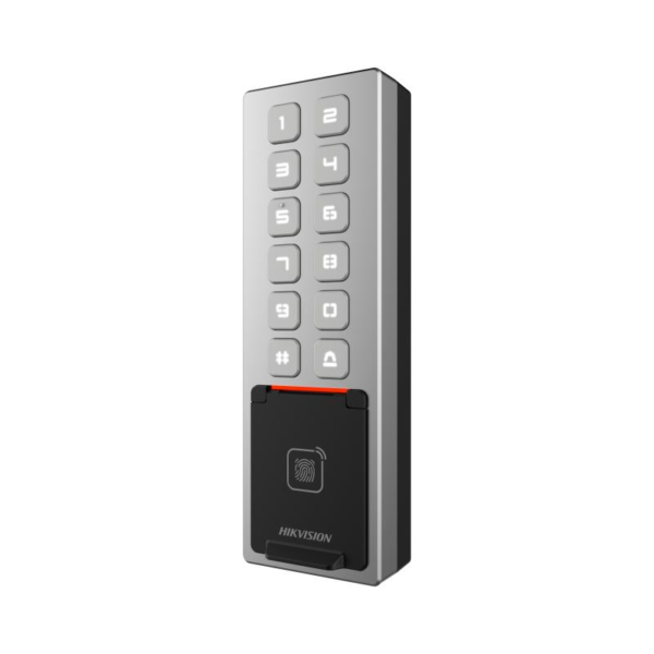 Cititor de proximitate cu tastatura Hikvision DS-K1T805MBFWX, M1 card, RS-485