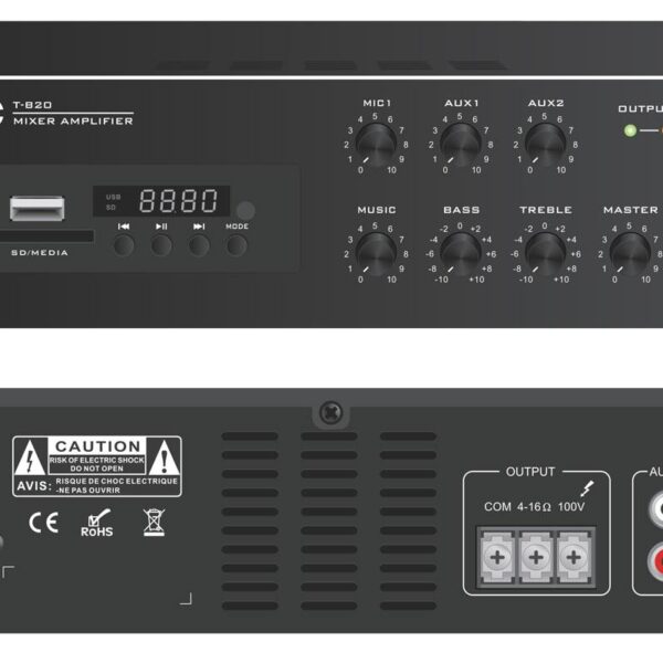 Mixer amplificator ITC T-B60, pentru sisteme de Public Address (PA),