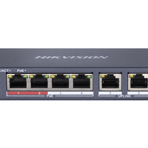 Switch Hikvision DS-3E0106P-E-M, Switching capacity 1.6 Gbps, 4 x 10/100Mbps