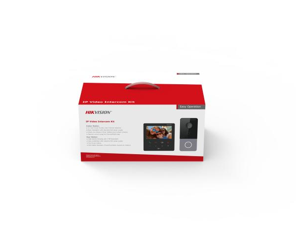 Kit videointercom IP Hikvision DS-KIS606-P, contine: DS-KV6113-PE1(C) × 1, DS-KH6110-WE1