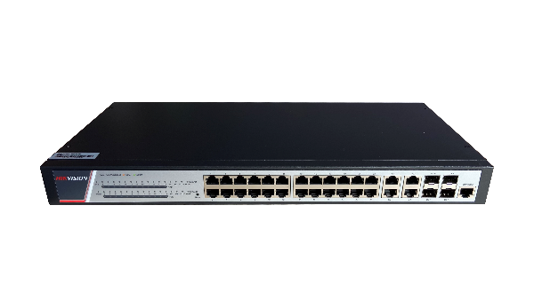 Switch 24 porturi POE Gigabit, Hikvision DS-3E2528P(B)(O-STD), Full Managed, 24