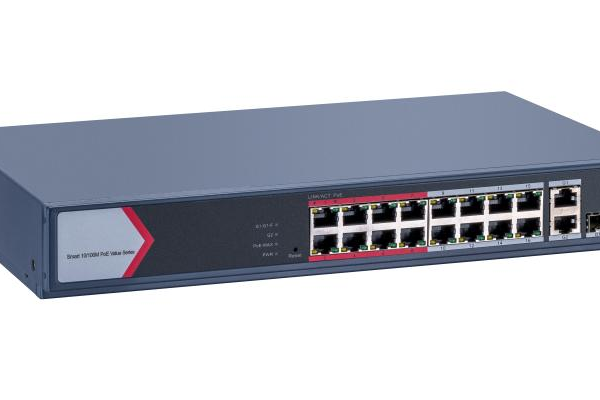 Switch PoE Hikvision DS-3E1318P-EI/M: 16 × 10/100 Mbps PoE port,1
