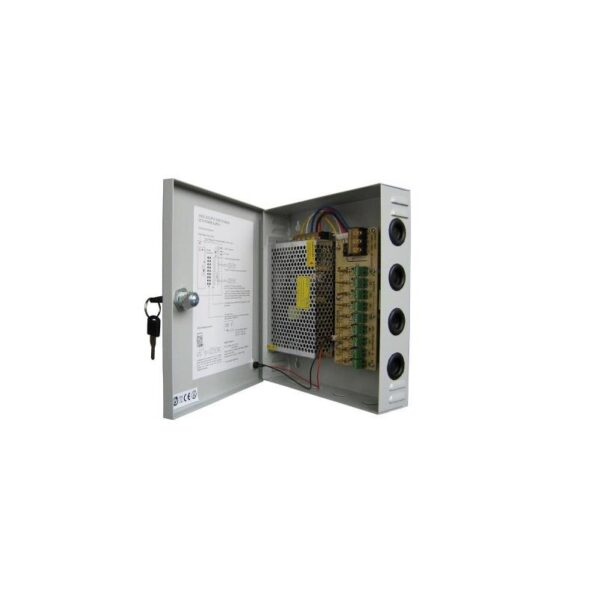 Sursa de alimentare 10A 12V in carcasa metalica, 9 iesiri