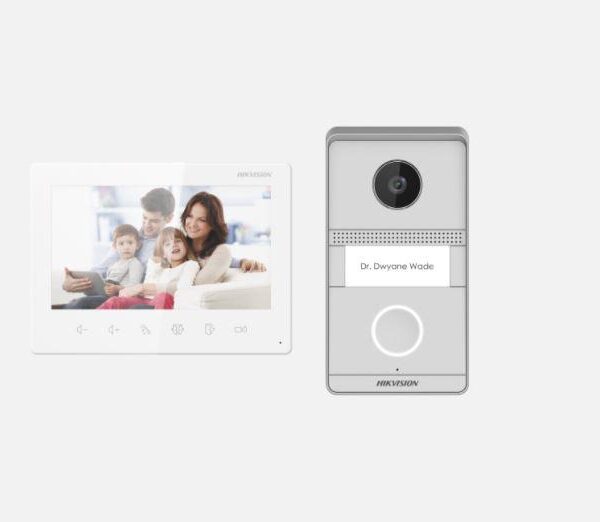 Kit videointerfon analog Hikvision DS-KIS101-P/Surface, conectare usoara pe 2 fire,