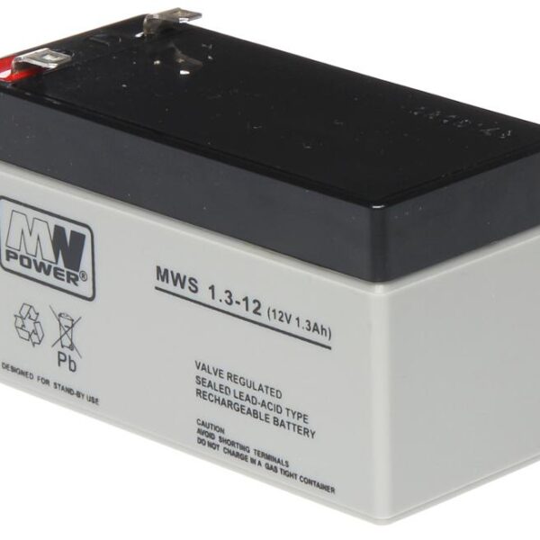 Acumulator AGM 1.3Ah 12V seria MW Power,MWS1.3-12,terminal de conexiune F1,
