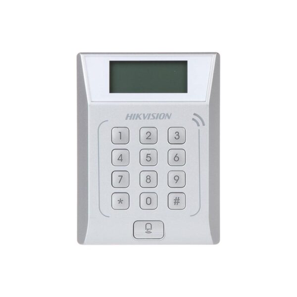 Cititor standalone cu tastatura si card proximitate Hkvision DS-K1T802E, suporta